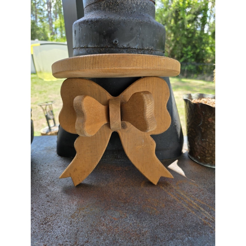 Wood Bow Wall Shelf Rustic Farmhouse Country Cottage Ribbon Decor Display